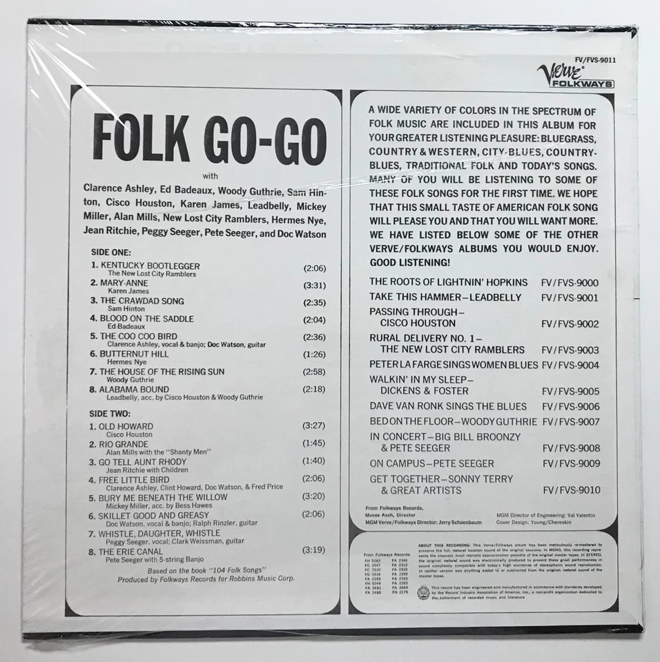 WOODY GUTHRIE: LEADBELLY: CLARENCE ASHLEY: DOC WATSON: Folk Go (Vinyl LP Sealed) - Image 2 of 4