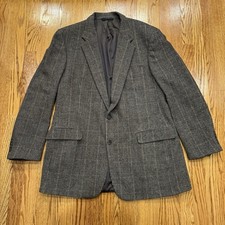 Brooks Brothers 100 Camel Hair Glen Plaid Sport Coat Blazer 46L Made in USA