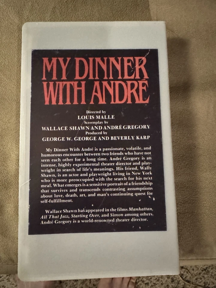 MY DINNER WITH ANDRE VHS 1982 Pacific Arts Video Louis Malle Wallace Shawn Nice - Image 2 of 3