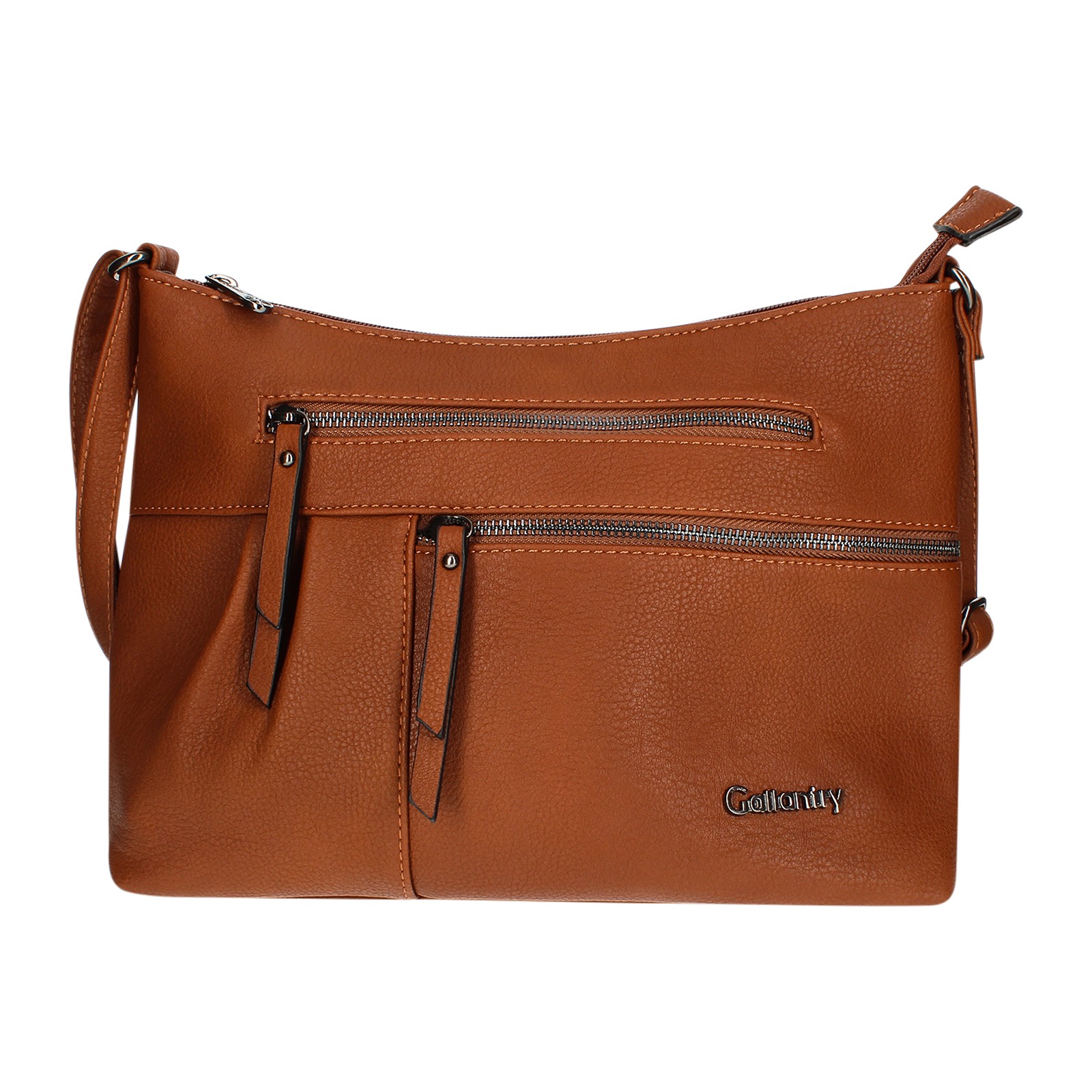 Gallantry Bolso bandolera con múltiples compartimentos con cremallera, Marrón