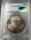 1923 Peace Dollar $1 PCGS & CAC MS 65 PQ! Beautiful Toning! Free Shipping