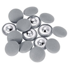 15Pcs Fabric Cloth Covered Button, 18mm 28L Metal Shank Buttons, Gray