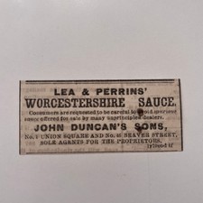 Lea Perrins' Worcestershire Sauce John Duncan's Sons 1869 NY Clipping SAJ7-S96