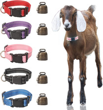 5 Pack Goat Collar with Bell, Reflective Adjustable Nylon Collar Set Sheep Colla