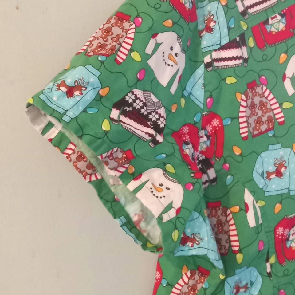 Blusa Médica Para Mujer Verde Navidad Vacaciones Talla 3x Enfermera Tecnología Médica Foto 3 de 4