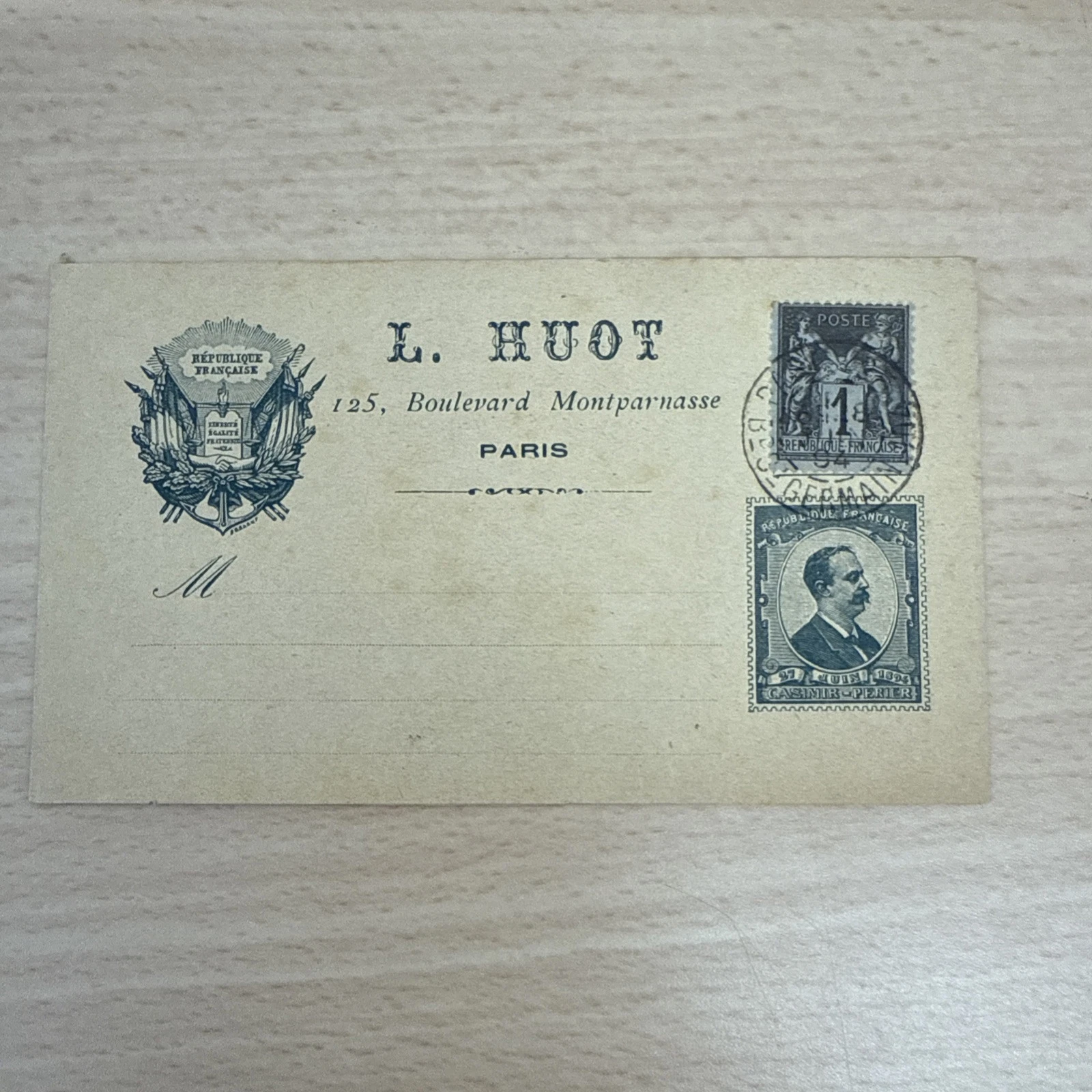 Tsar L. Huot Casimir Perrier 27 Juin 1894 Timbre Carte Postale Russie