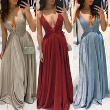 Elegant Women Long Ball Gown Formal Bridesmaid Dress Wedding Evening Prom Wear