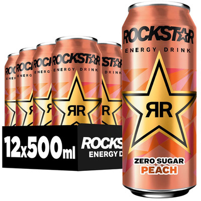 Rockstar Energy Drink Peach Zero Sugar 12x500ml
