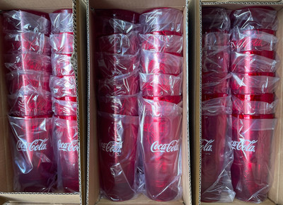 72 Coca-Cola Red Plastic 24-Oz Tumbler Cups 6624-1-RC - FULL CASE