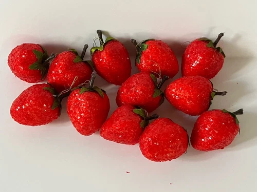 Lot 12 Artificial Strawberry Decorative Fake Fruit Berries Strawberries Ornament