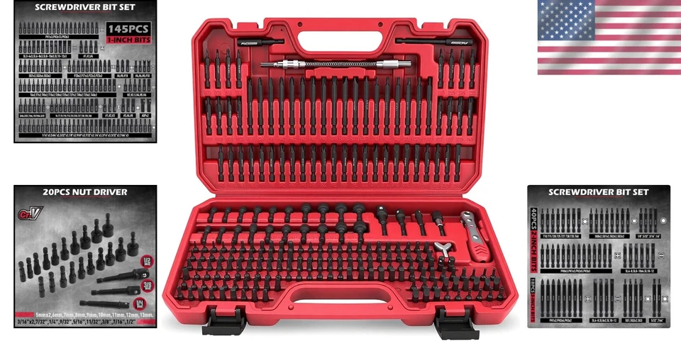 232-Piece Chrome Vanadium Screwdriver Bit Set with Ratchet Wrench - Complete Kit - Image 2 of 4