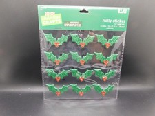 Christmas Crafts Holly glitter Foam 3D stickers 12 pieces