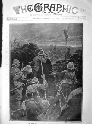 Original Old Antique Print 1899 War Siers Saving Electric Wires Telegraph Pole