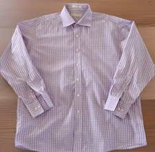 Michael Kors Mens Dress Shirt XL Purple Check Plaid 100 Cotton Long Sleeve