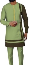 African Top and Pant Long Sleeve African Nigerian Mens Outfits Slim Fits
