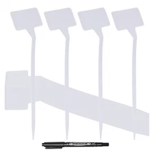 24 Pcs Tall Garden Plant Labels T-Type Garden Markers with Marker Pens