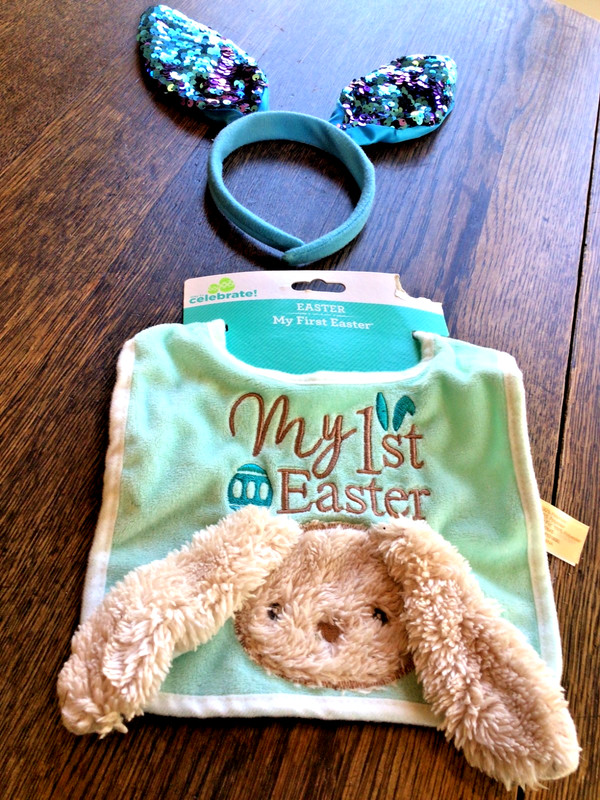 "My Very First Easter"  Adorable new bib + rabbit bunny ear head decoration