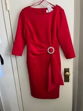 Eliza J Red Crepe Evening Dress - Rhinestone Ornament - 8 - NEW WITH TAGS!
