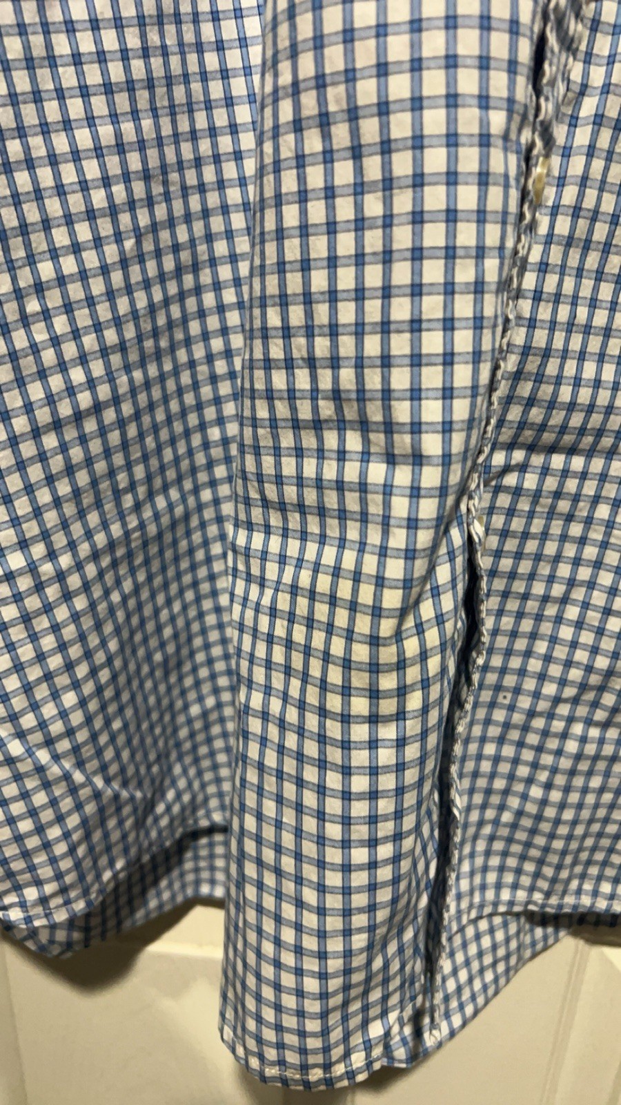 Basic editions white and blue checkered button up… - image 3