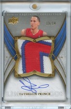 2009-10 UD Exquisite Collection Tayshaun Prince Limited Logos Patch Auto /14 SP
