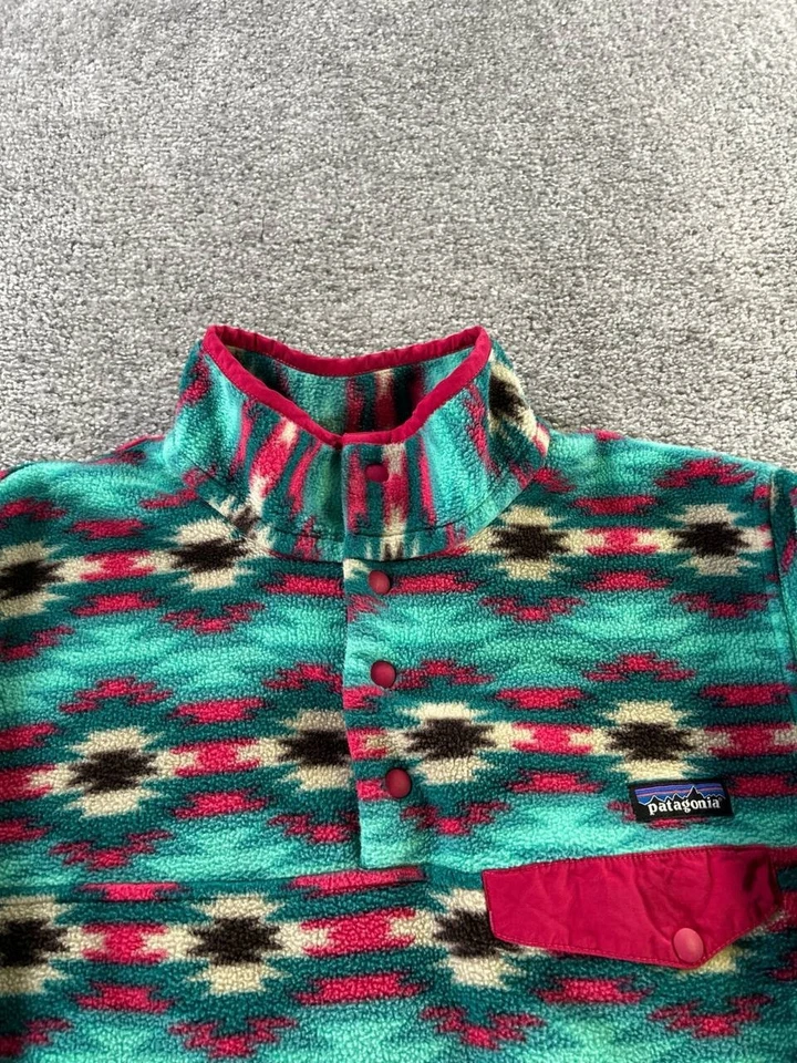 Patagonia Synchilla Snap-T Sweater Womens Large Blue Pink Wild Dessert Aztec  - Image 2 of 4
