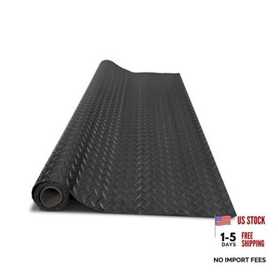 4x6 FT Garage Floor Mat, Flooring Roll, 24 sqft Diamond Plate PVC Rubber