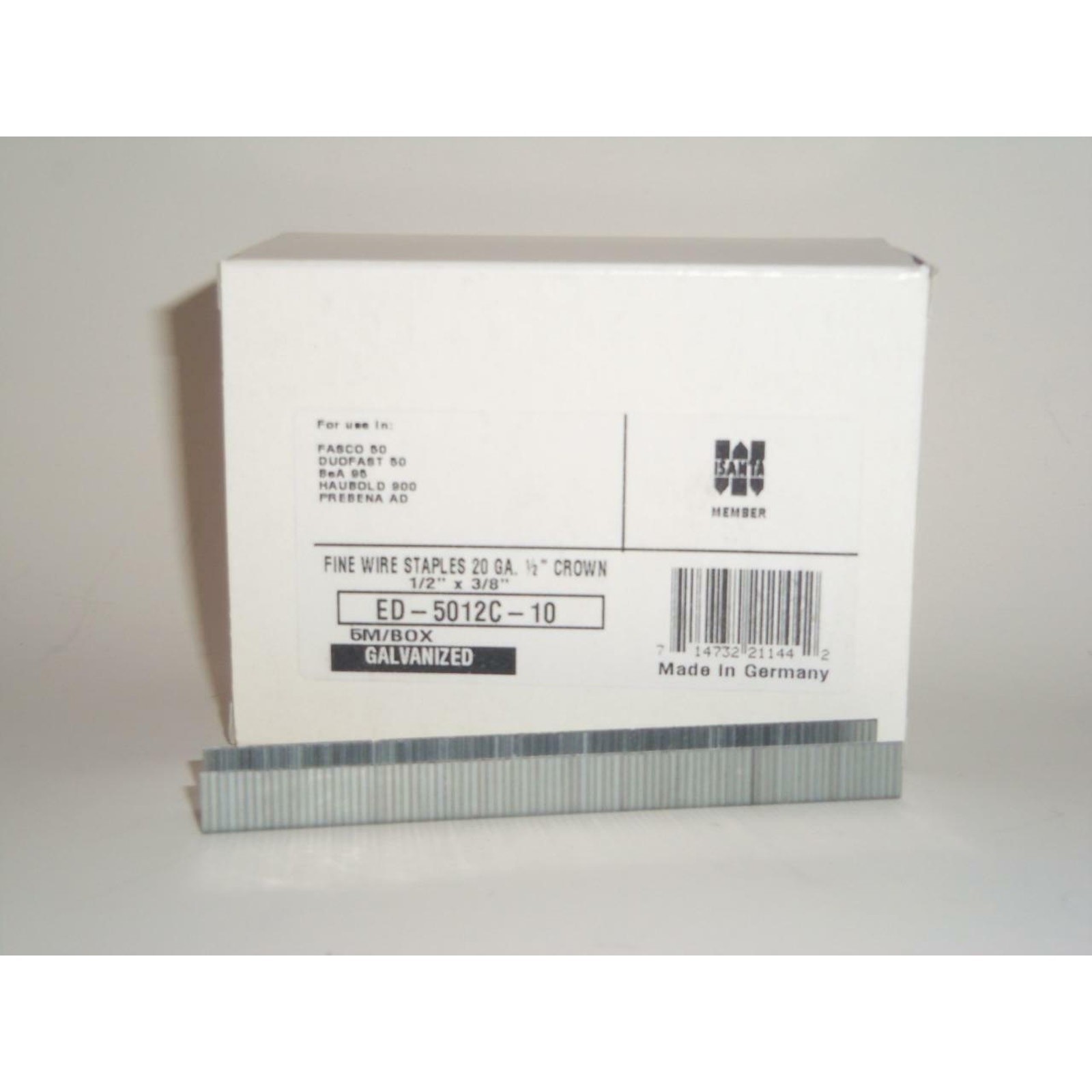 5000 ISANTA Fine Wire Staples 20 GA 1/2" x 3/8" ED5012C10 Galvanized