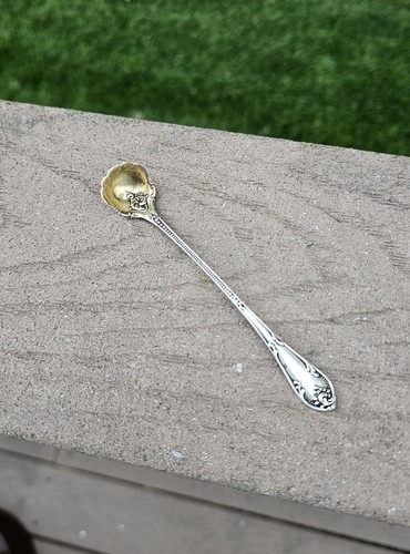 Antique Towle Sterling Silver Mustard Ladle 4 5/8" Gold Wash - Picture 2 of 9
