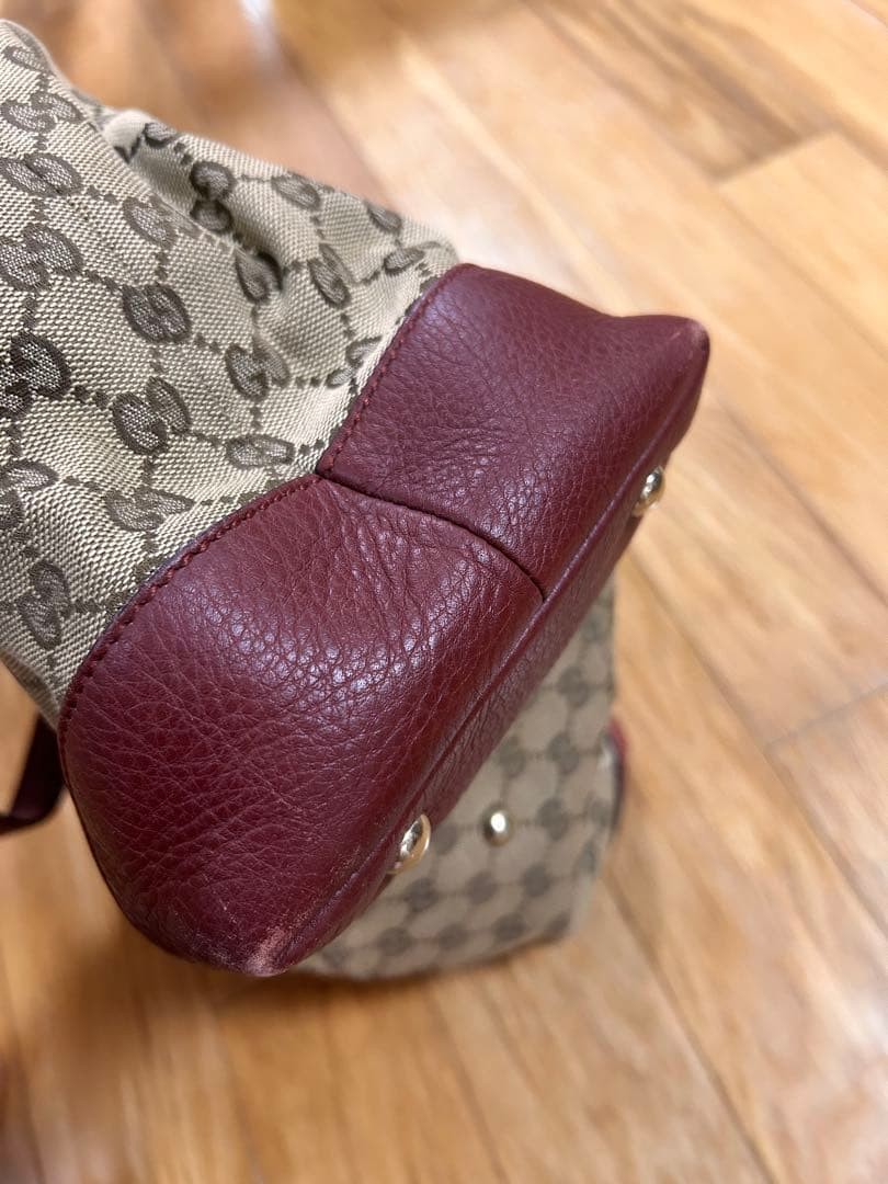 GUCCI GG Canvas Leather Tote Bag Beige Brown Authentic Used thumbnail 11