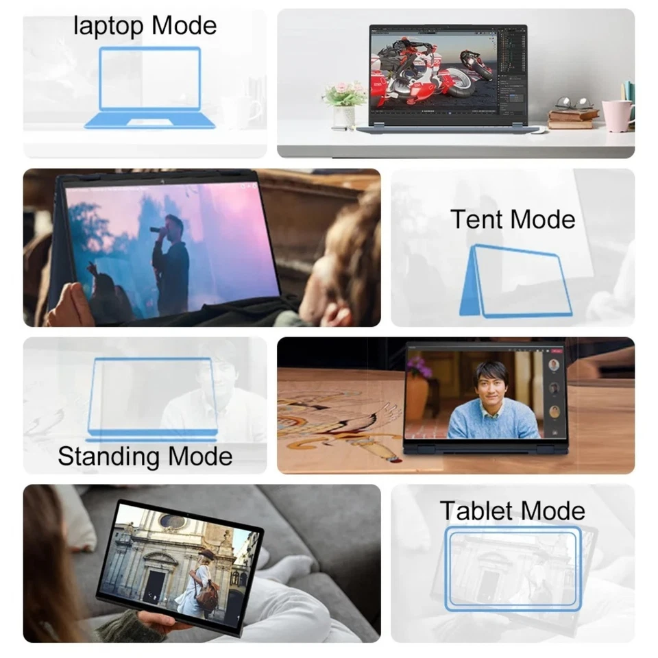 2 en 1 Ordinateur Portable Tablette Tactile 15,6 Pouces 16Go RAM 512Go SSD 360° - Photo 3/4