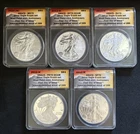 2013-W American Silver Eagle 1 Oz 5 COIN SET ANACS PR70 MS70... ALL VARIETIES