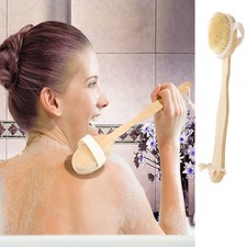 Long handle Premium Body Back Bath Brush Natural Bristle Shower Spa Scrubber US