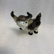 Miniature Bone China Cow Bull Figurine Mini Farm Japan Vintage Sanyo