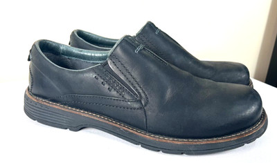 Sz 11 - MERRELL Realm Moc Slip-On Casual Comfort Black Leather Men's Shoes