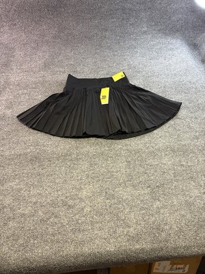 Women's Black Pleated SkaterMini Skirt with Wide Waistband