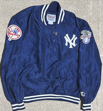 Vintage Starter New York Yankees Baseball Pullover Blue Jacket Size L / Large