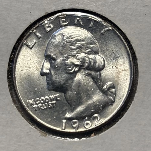1962-D 25C Washington Silver Quarter BU.   90%. SILVER