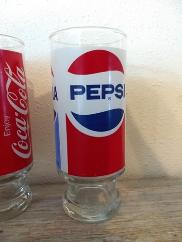Vintage Set Of 4 Coca-Cola, Pepsi, 7 UP 12oz Pedestal Footed Glasses Beautiful - Picture 13 of 16