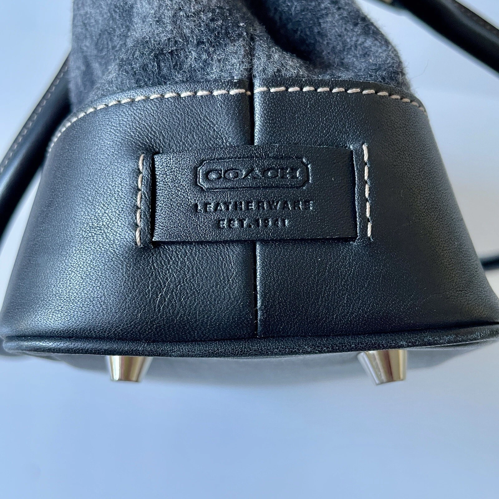 Borsa a mano vintage Coach Signature C in lana e pelle F1J 7723 Y2k