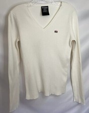 Ralph Lauren Polo Jeans Co. Ivory V-Neck Ribbed Long Sleeve Sweater Size M.