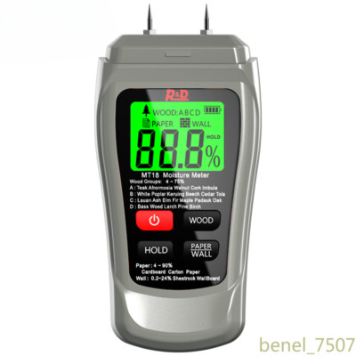 MT-18 Grey 0-99.9% Two Pins Digital Wall Hygrometer Timber Damp Detector