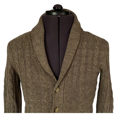 Suitsupply Linen Cotton Cardigan Sweater Beige Cable Knit Shawl Slim Men's Small - Picture 5 of 11