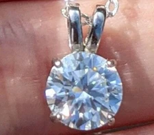 Unisex 4 Prong Solitaire Pendant 6mm Round Cubic Zirconia 925 Silver