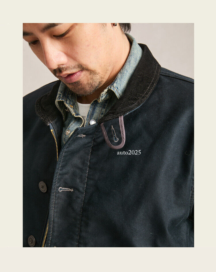 Men's Retro US Navy Deck Jacket Corduroy Collar Military