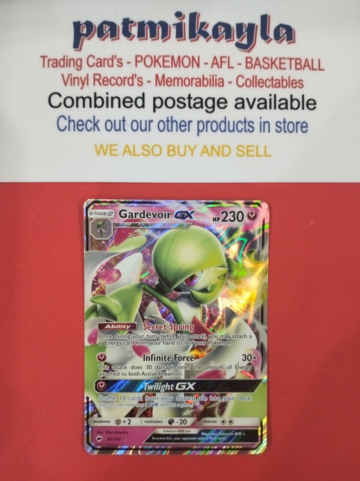 GARDEVOIR GX 93/147 NM Ultra Rare Holo Foil Pokémon Card. Free Tracked  Shipping!