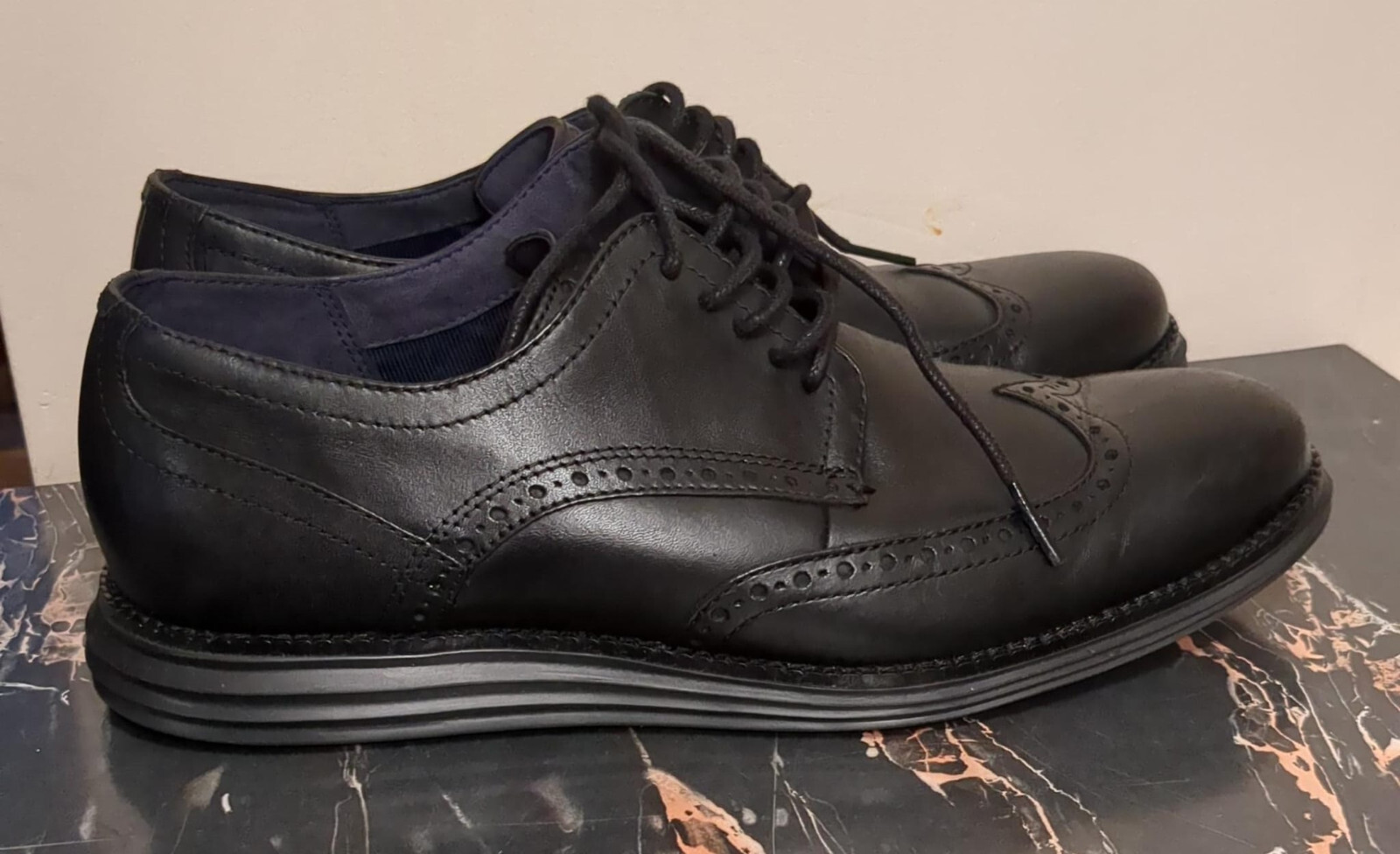 SAOLA Scarpe Oxford Cole Haan da uomo originali Grand Wingtip nere C27984 taglia 10 M