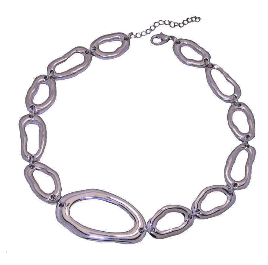 VETEMENTS Collana oro bianco forma libera argento chiusura artiglio aragosta 16 20" qualità fine nuova