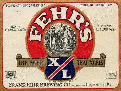 Fehr's XL Beer Label 9'' x 12'' Metal Sign
