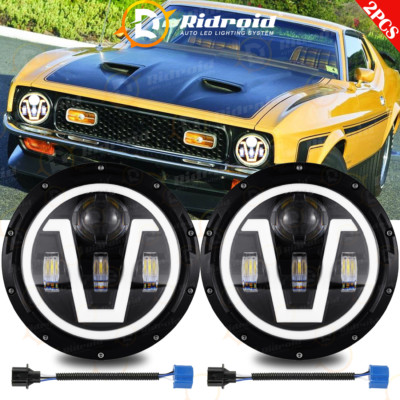 Pair 7'' inch LED Headlights&Halo For 1953-1977 Ford F-100 F-250 F-350 Pickup