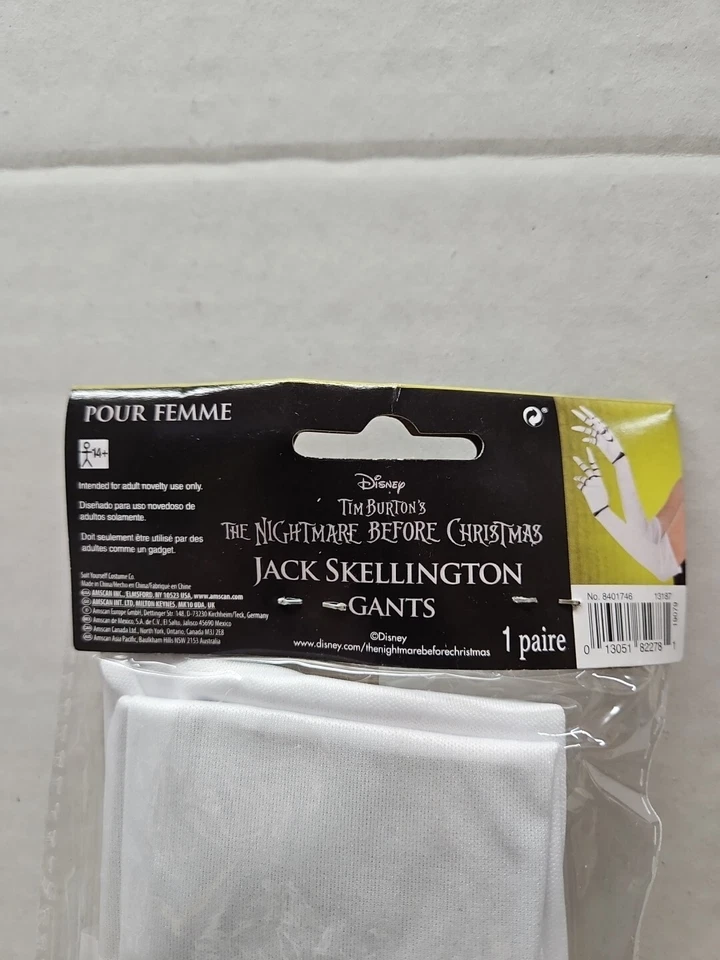 Pesadilla Antes de Navidad Jack Skellington Guantes Largo DISFRAZ Accesorio ¡NUEVO!  Foto 3 de 4